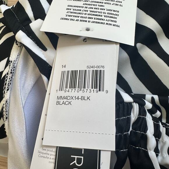 Maxine of Hollywood Safari Zebra Side Shirred One Piece Swimsuit sz 14 NWT $79 - Picture 9 of 11